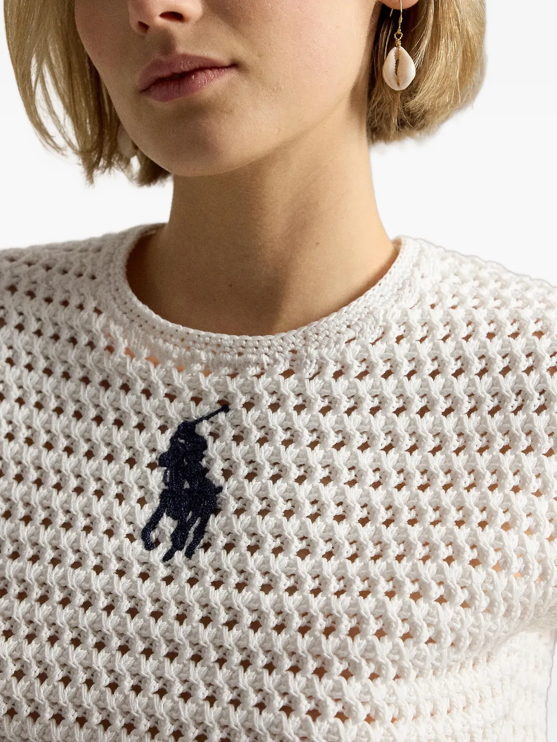 Polo Ralph Lauren Свитер вязаный крючком белый — фото 2