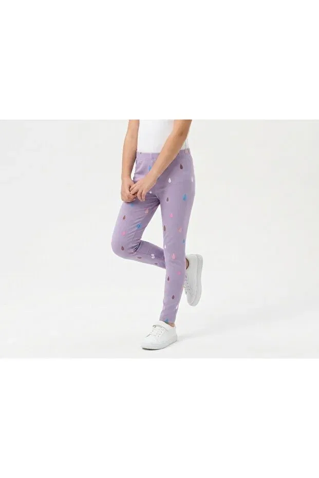 Детские леггинсы для девочек с принтом Colorful raindrop patterned girls' tights Alvim Kids, Purple
