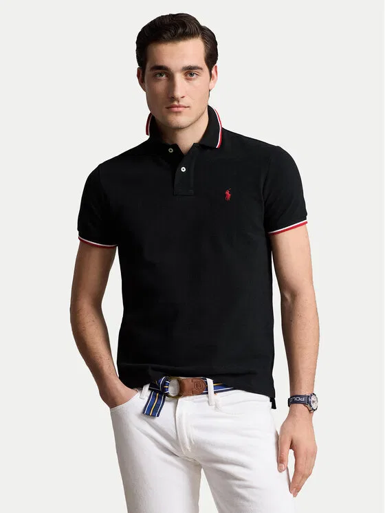 Поло slim fit Ssl Polo Ralph Lauren, черный