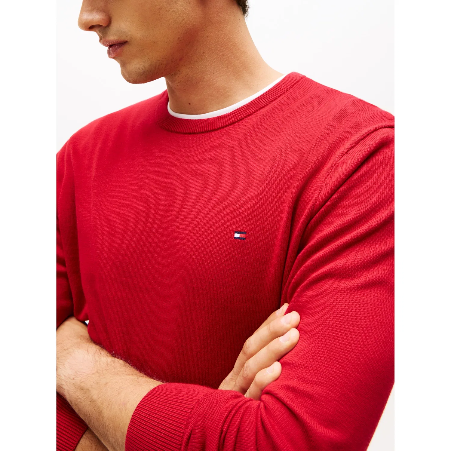 Мужской джемпер с круглым вырезом Essential Cotton Tommy Hilfiger, Medium Red — фото 2