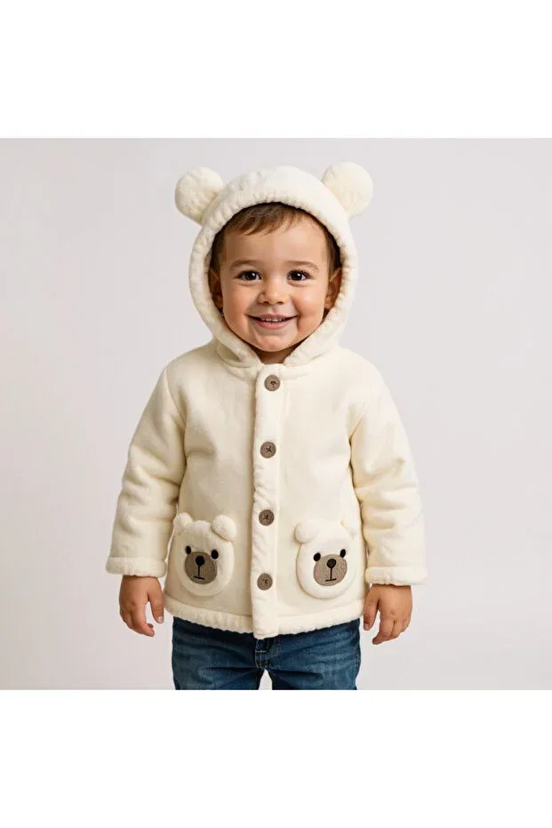 Детский кардиган с принтом 1-3 years old lamb welsoft hooded embroidered cardigan Milays Life Home Collection, Nude Color