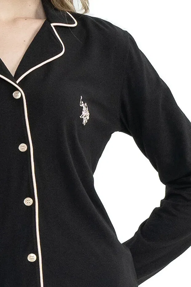 Женская пижама с длинным рукавом, комплект из 2 предметов U.S. Polo Assn., Black — фото 2