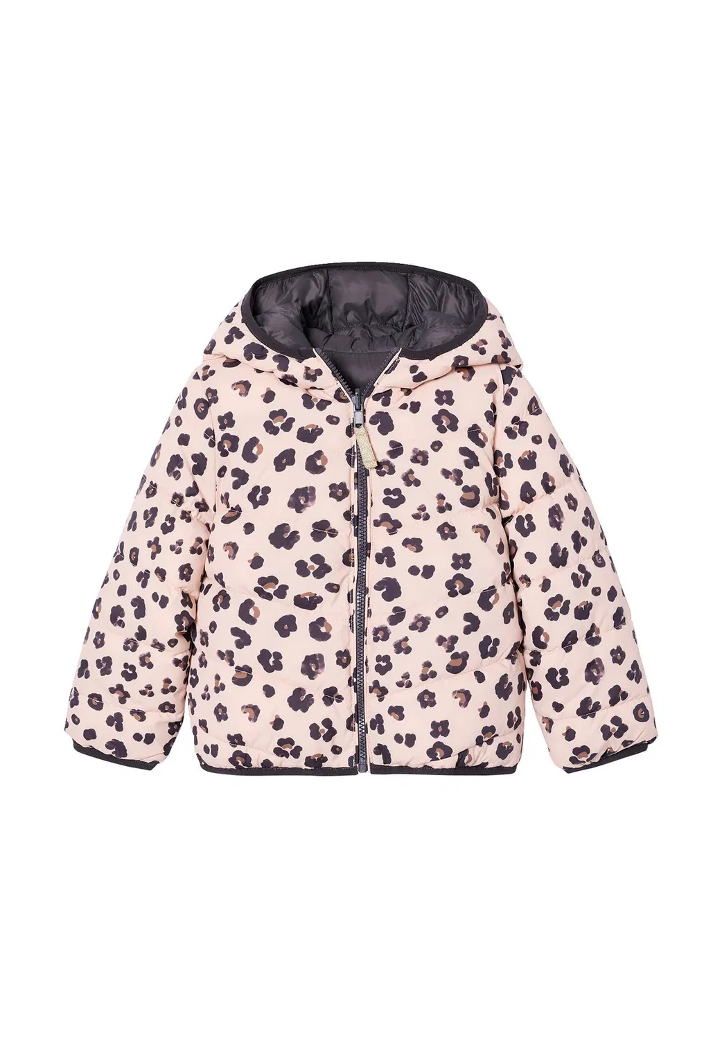 Wende-Steppjacke mädchen, Warm und leicht, переработка материала - зимняя куртка Vertbaudet, Anthrazit