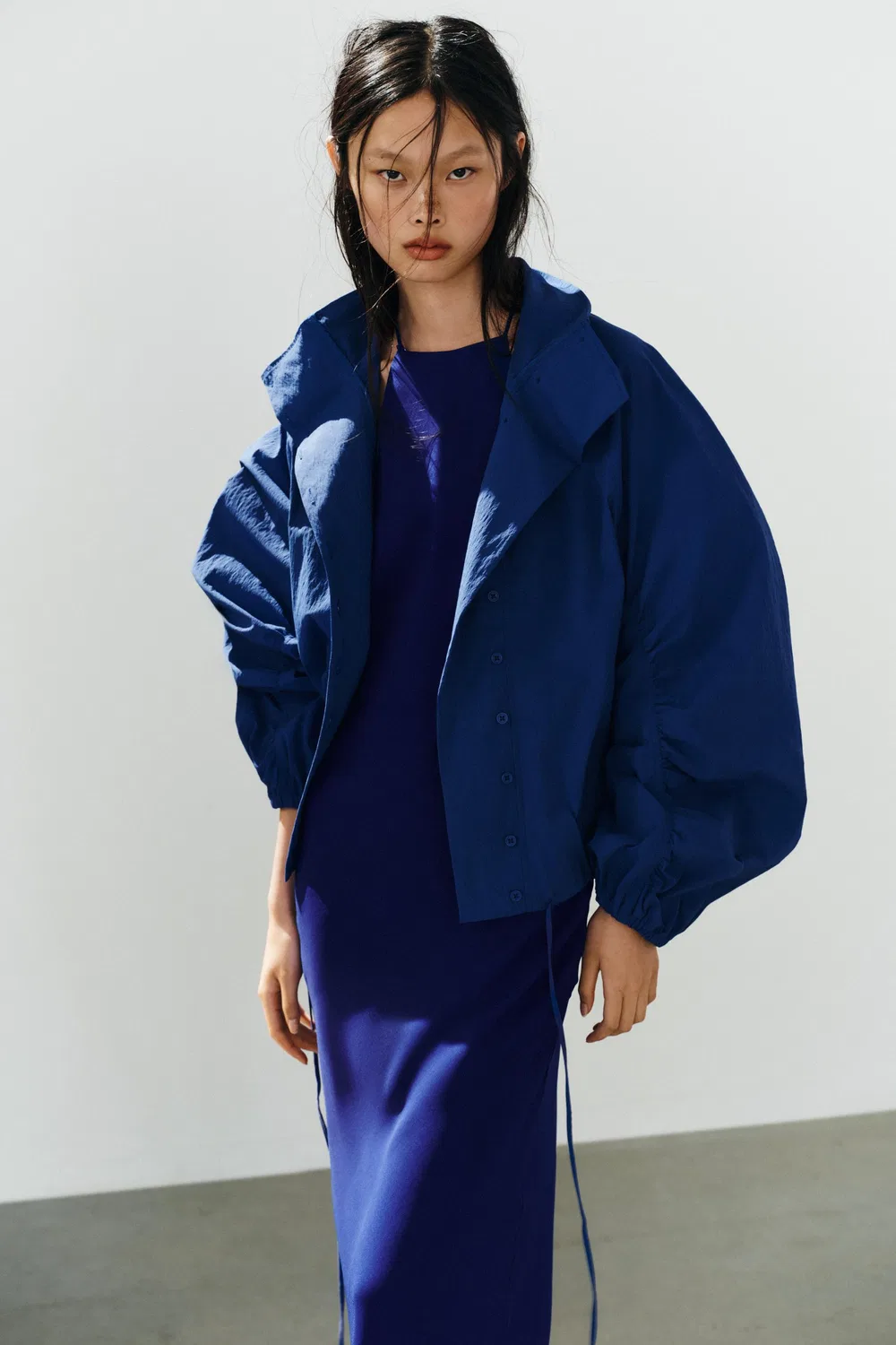 Куртка из технической ткани на пуговицах ZARA, Bluish — фото 2