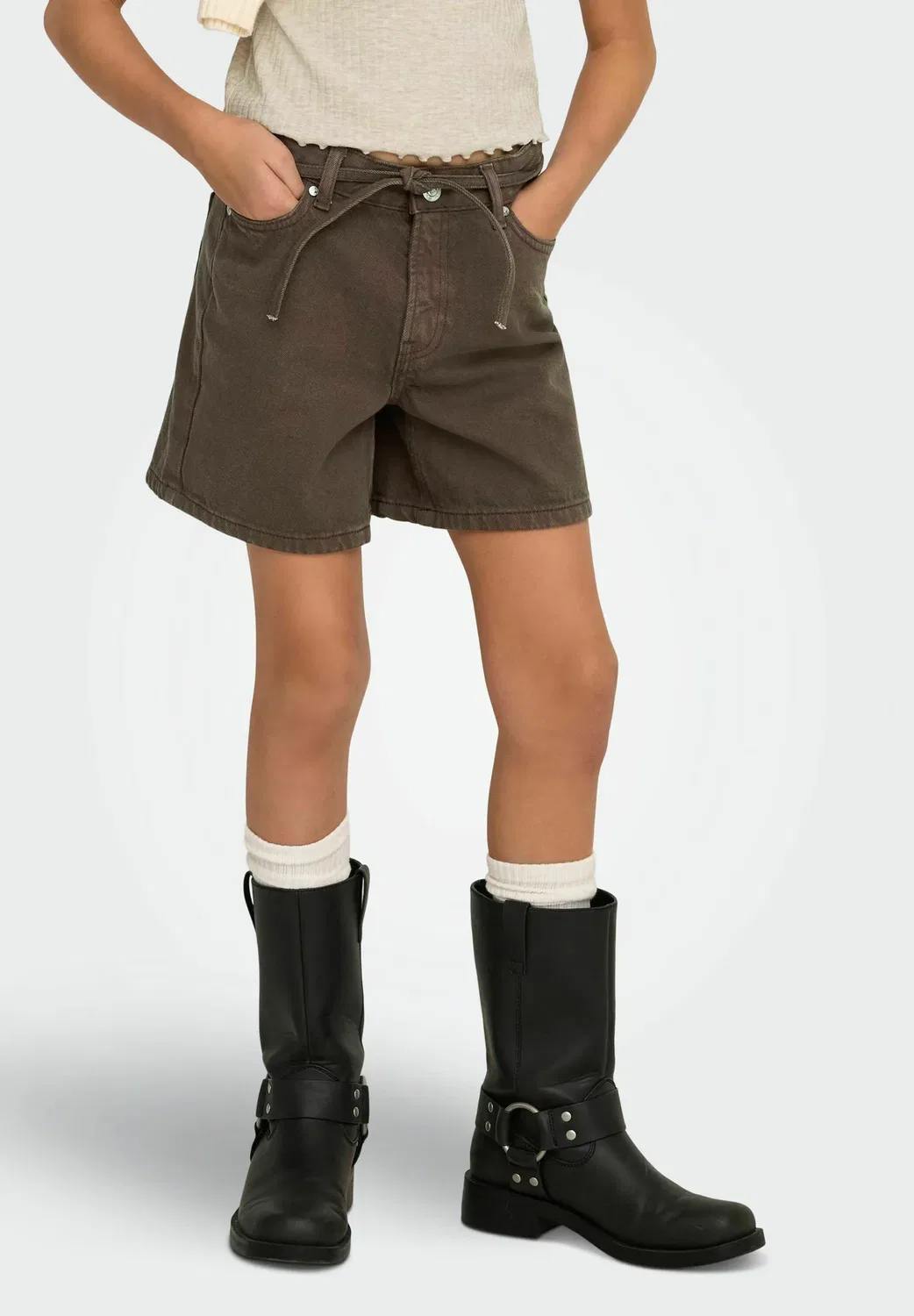 Шорты Koggianna с высокой талией, стандартного кроя - джинсовые шорты Only Girls, Chocolate Brown — фото 2