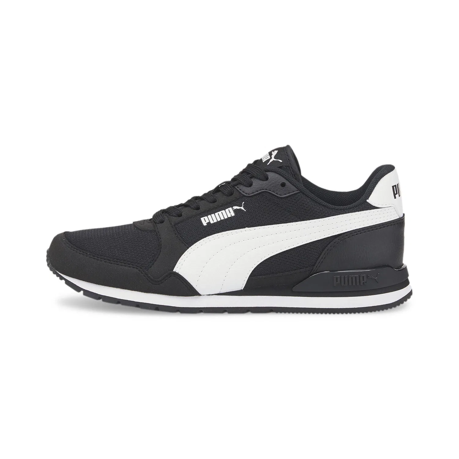 Детские кроссовки с сетчатым верхом ST Runner v3 Mesh V Puma, Schwarz Weiss — фото 3