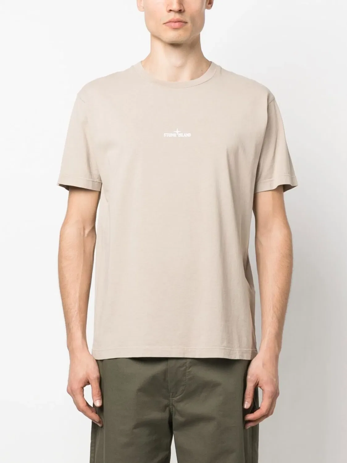 Футболка с логотипом из бежевого хлопка Stone Island, нейтральные — фото 2
