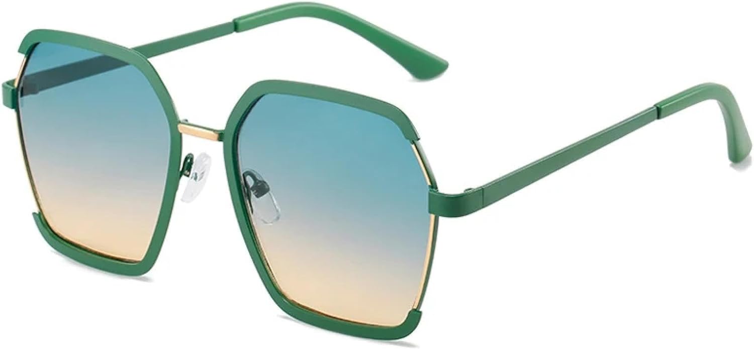 

Роскошные большие солнцезащитные очки для женщин и мужчин, модные ретро-очки с металлическим корпусом, для активного отдыха, вождения и путешествий, v400 TKKTLLT, Green Green Yellow