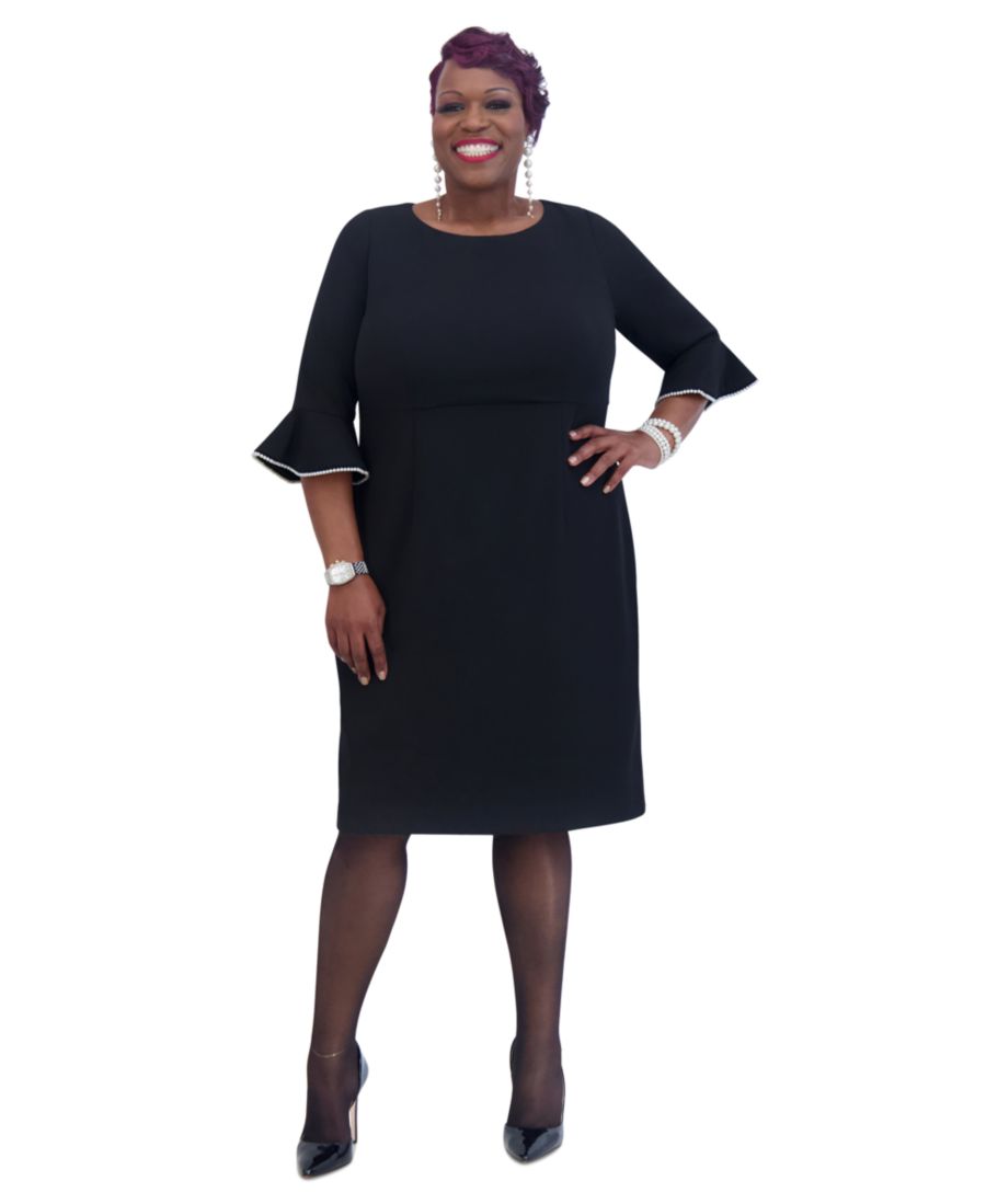 

Платье Kat с рукавами до локтя и оборками на манжетах Kasper, Black