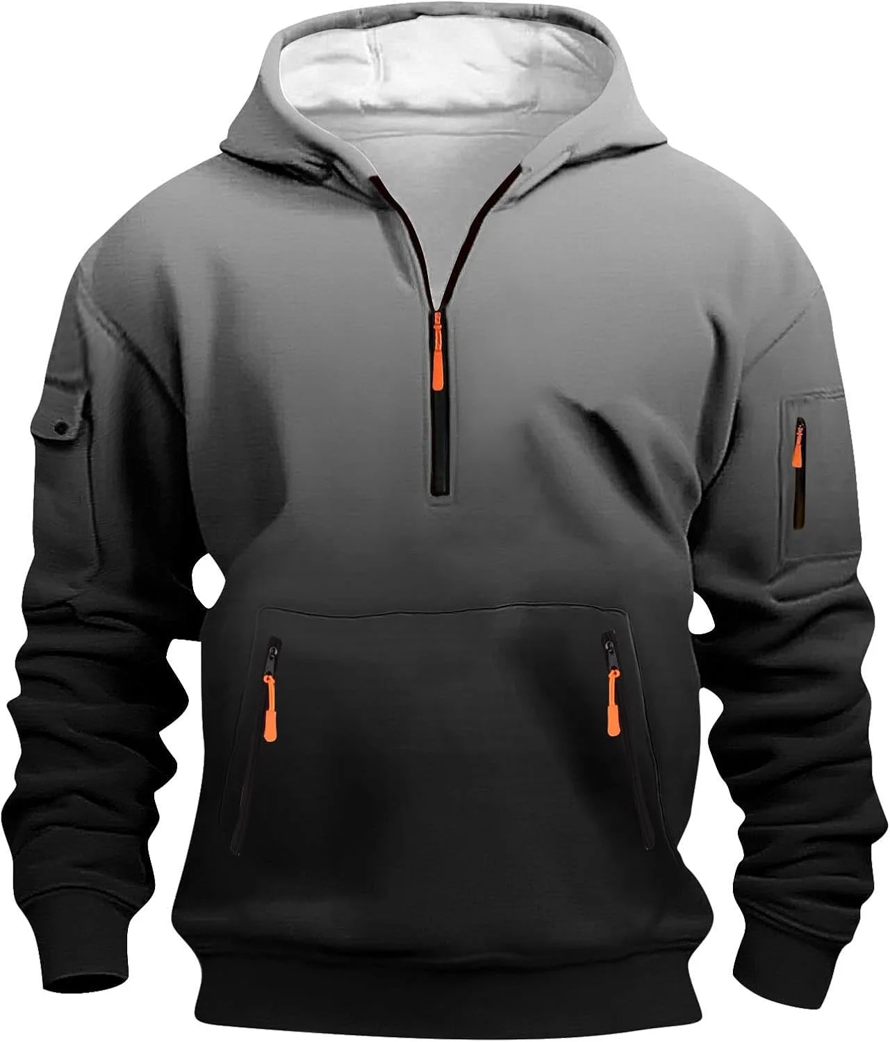 

Мужская тактическая худи с градиентом, флисовая, с капюшоном и карманами