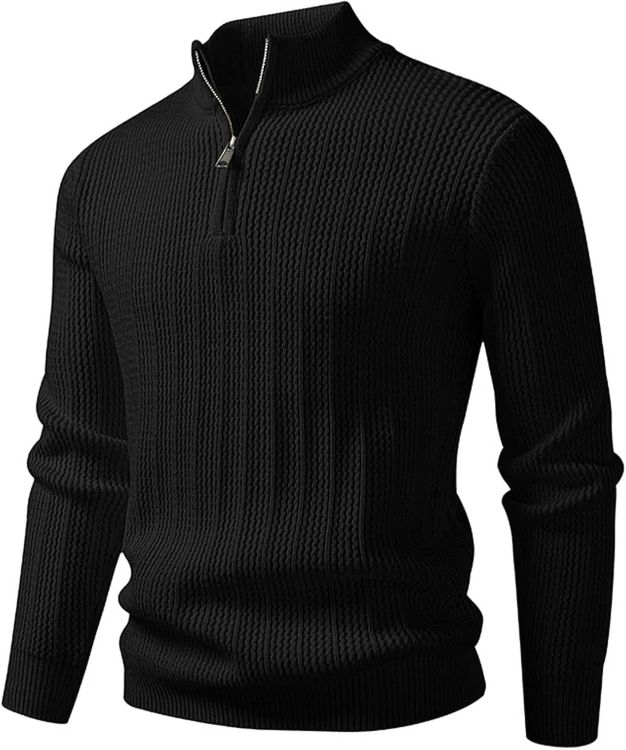 

Мужской свитер с четвертью молнии и воротником стойкой, Casual Slim Fit, вязаный твил