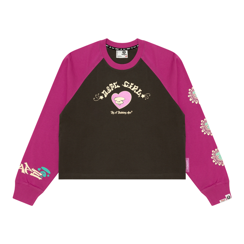 

Aape Женская футболка Heart Color Block Raglan с длинным рукавом красная черная