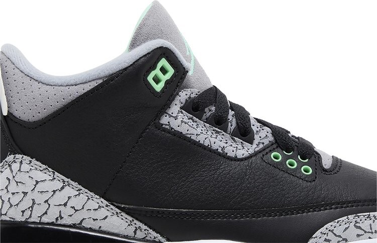 Кроссовки Air Jordan 3 Retro GS 'Green Glow', черный — фото 2