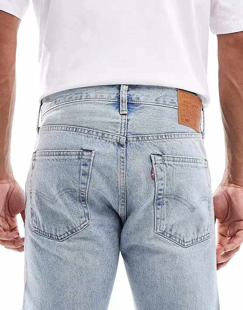 Джинсы Levi's 501 Original Straight Selvedge, светло-голубые — фото 4
