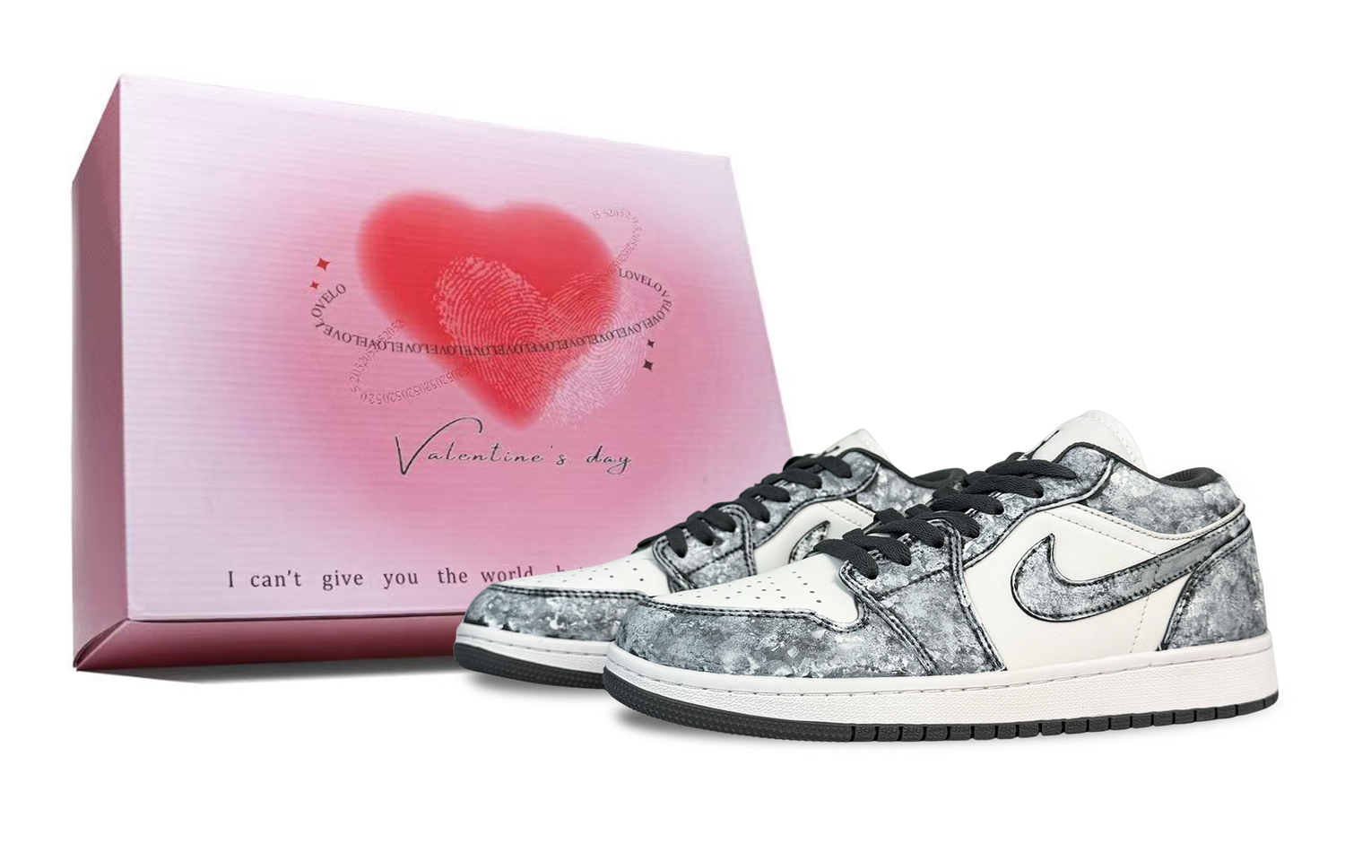 

Jordan Air 1 Vanish, Valentine's Reward устойчивые к истиранию низкие баскетбольные кроссовки мужские Black White