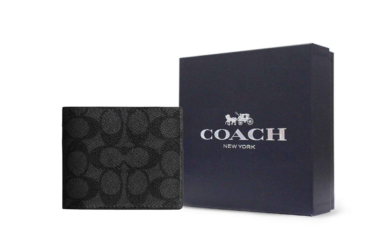 

COACH Кожаный бумажник на молнии, Gift Box Set (Basic Set+Black Box)