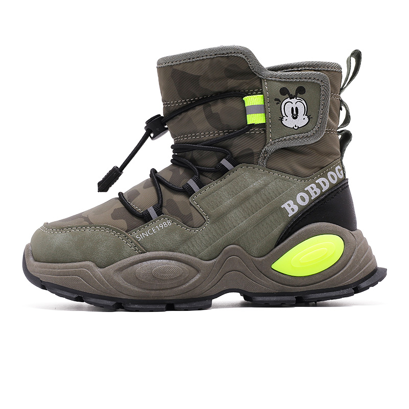 

Slip Resistant, Abrasion Resistant, Thermal High Top Kids' Snow Boots Kids' BOBDOG, all-season army/черный