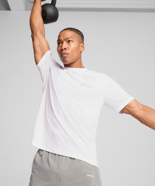 

Мужская футболка для тренировок с коротким рукавом, графическим принтом PUMA, белый