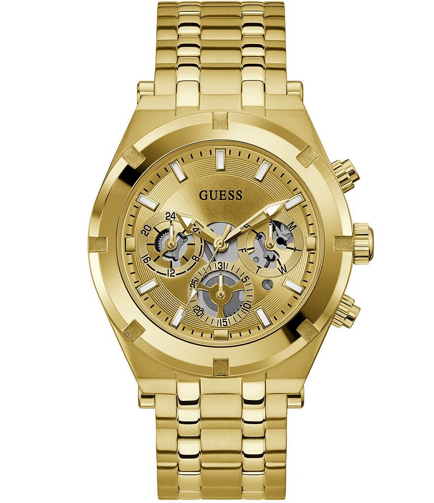 

Guess Мужские многофункциональные золотистые часы-браслет Continental Bling, золотой