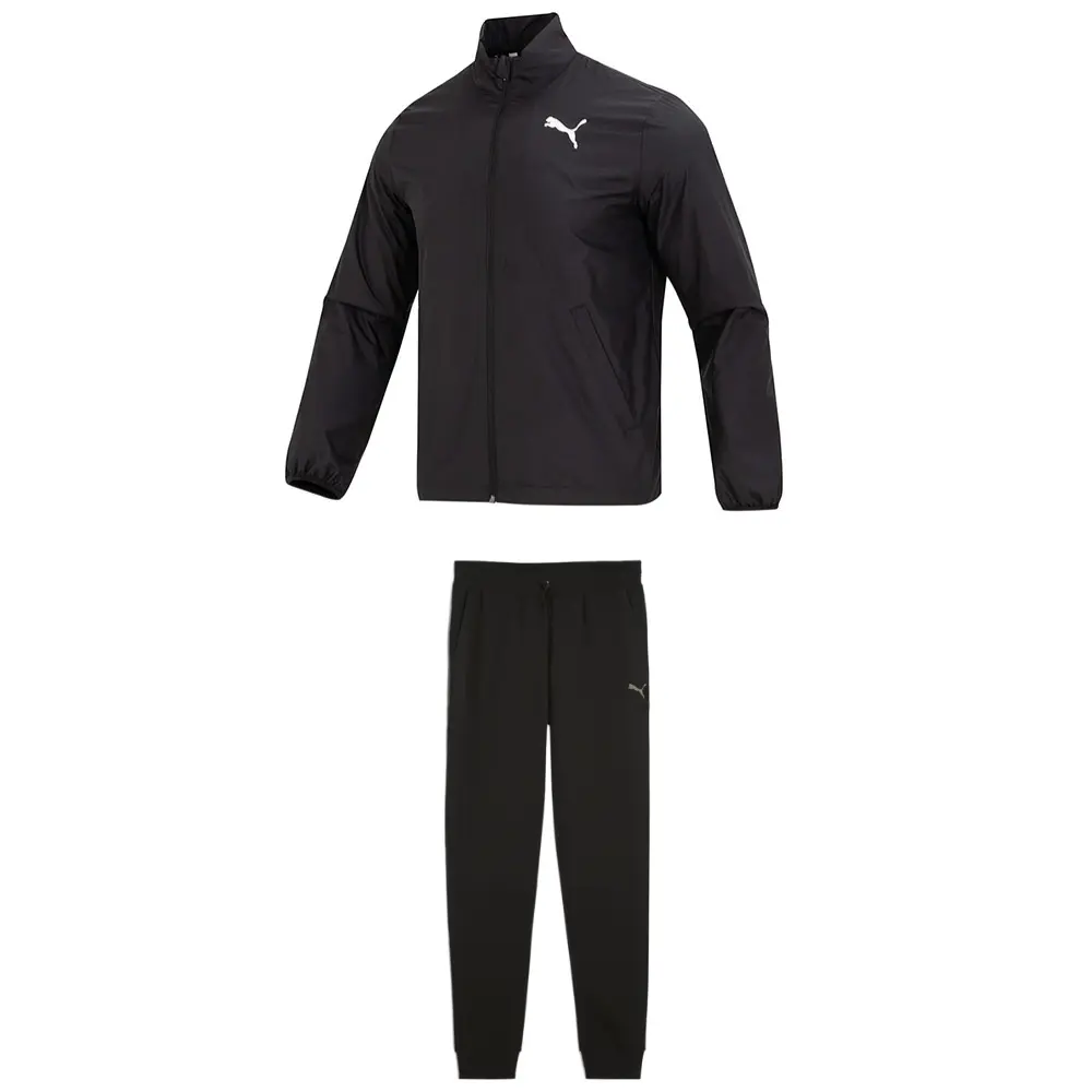 

Puma Мужской повседневный спортивный комплект: черный верх + черные брюки, воротник-стойка, умеренная длина