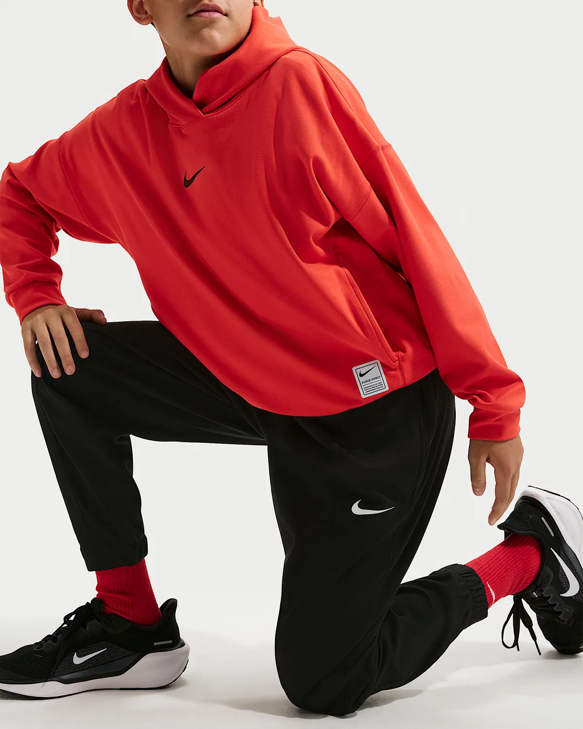 Детские (мальчики) спортивные штаны Nike Pro Dri-FIT из флиса, Black/White/White — фото 4