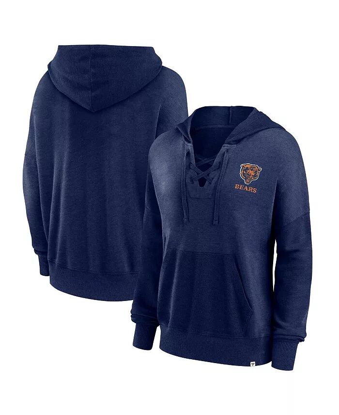 

Женская темно-синяя состаренная толстовка с капюшоном Chicago Bears Heritage Snow Wash French Terry Lace Up Fanatics