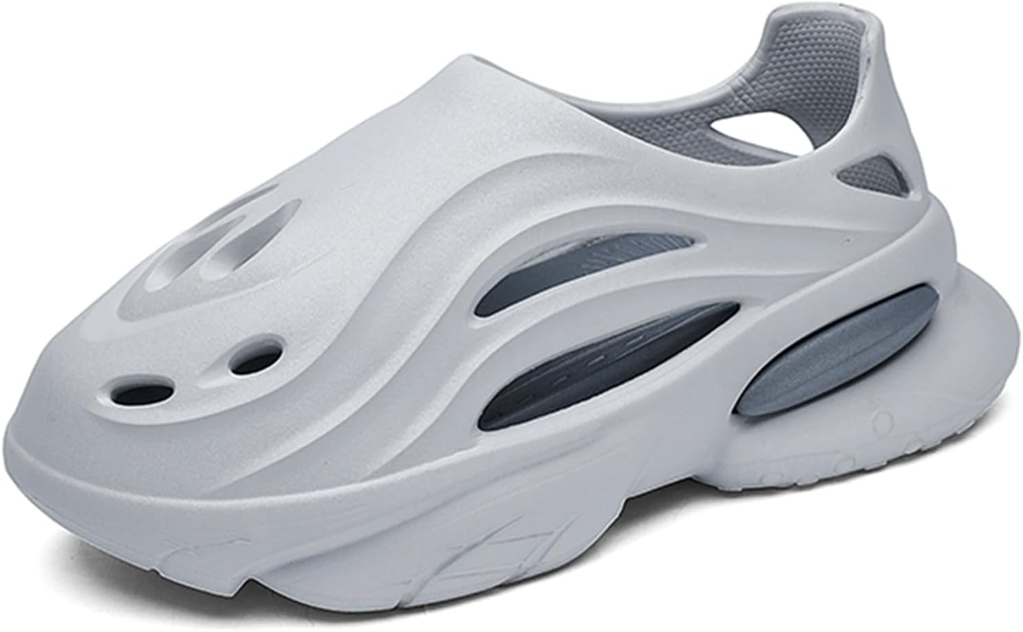 Мужские кроссовки Foam Runner с толстой подошвой из EVA, с вырезами, легкие, слипоны, для ходьбы, дышащие, мягкие пляжные сандалии Inkuil, серый