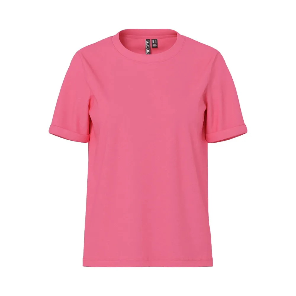 

Футболка с коротким рукавом Pieces Ria Fold Up Solid, розовый