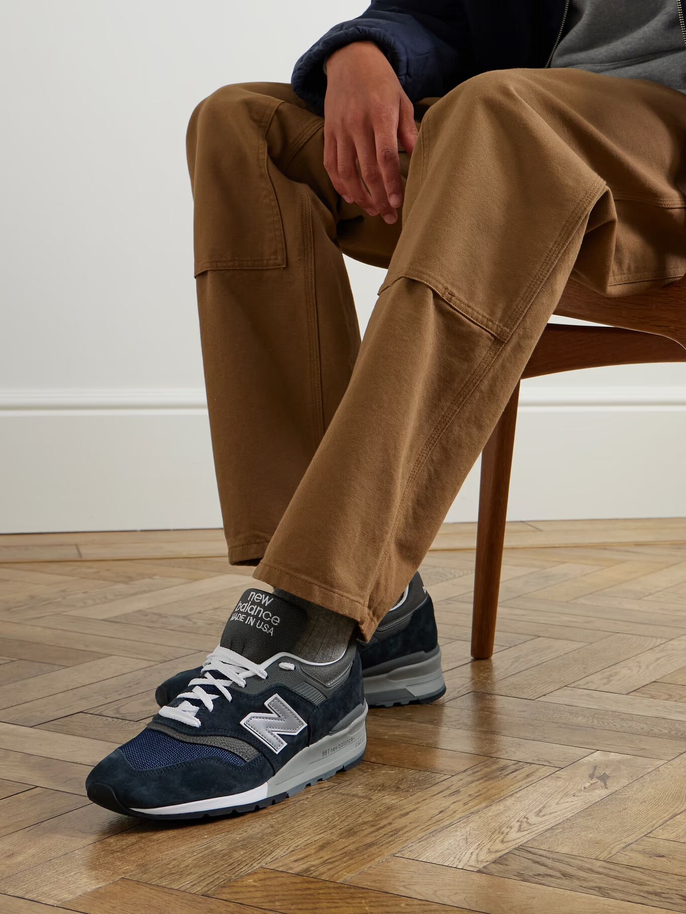 Кроссовки MiUS 997 из замши, сетки и кожи NEW BALANCE, темно-синий — фото 4