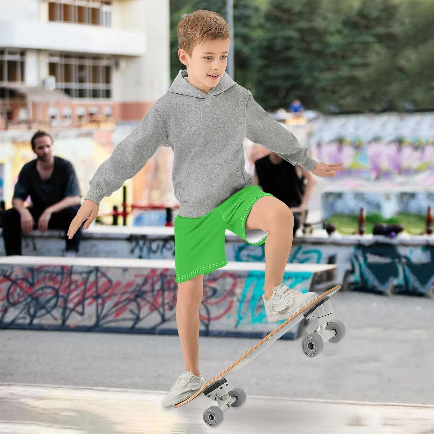 Детские шорты для футбола и баскетбола Plaaee, Lime Green — фото 3