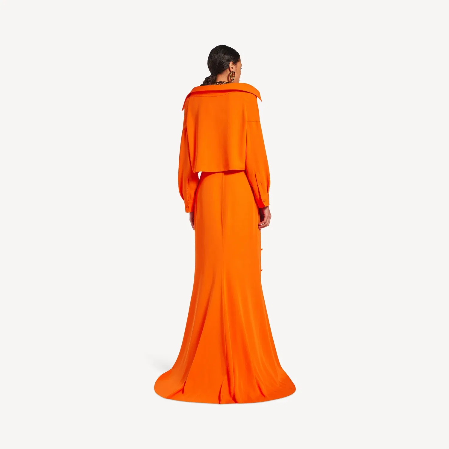 Женское платье с открытыми плечами оранжевого цвета Balenciaga — фото 4