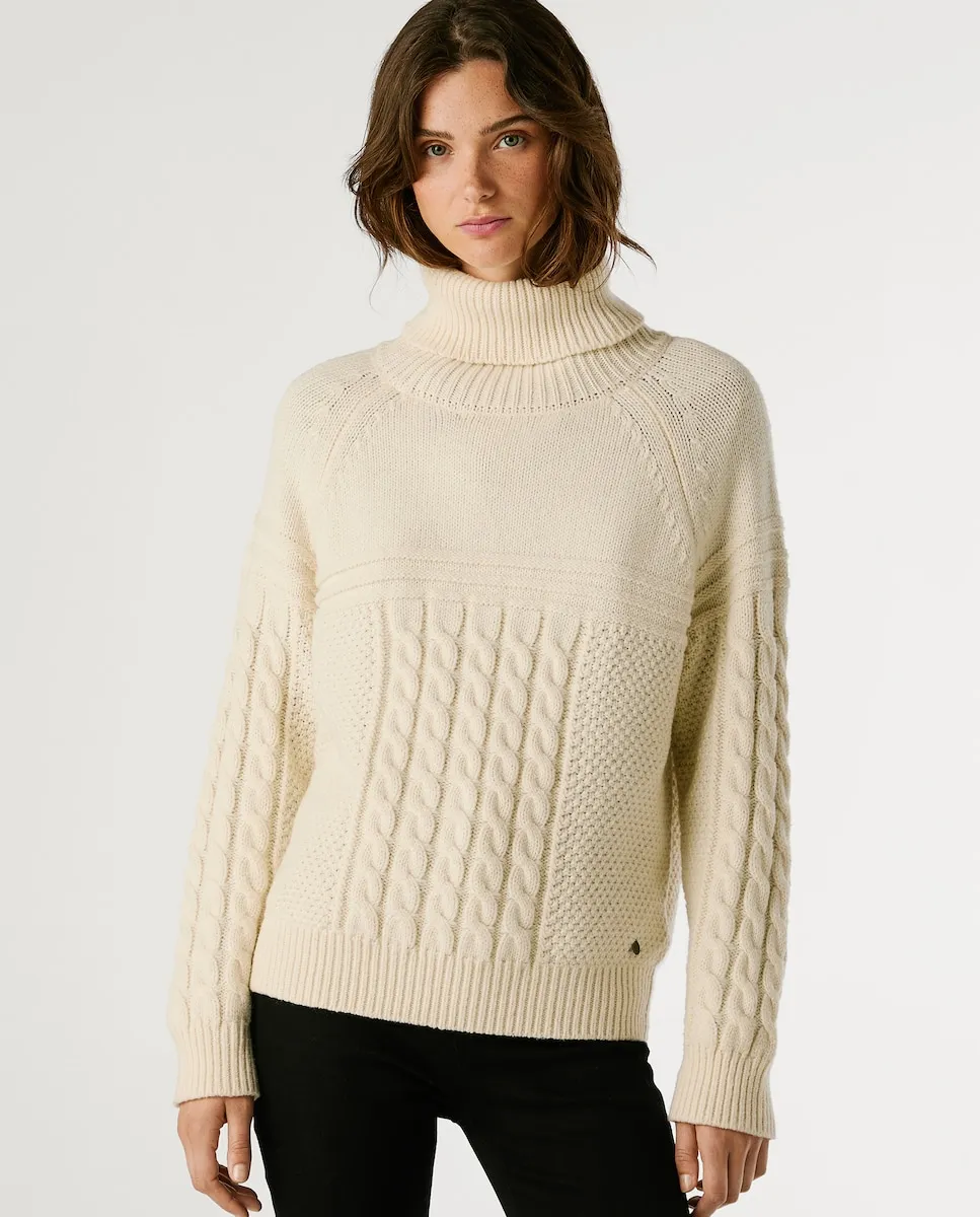 

Женский свитер с косами и высоким воротником Pepe Jeans, бежевый