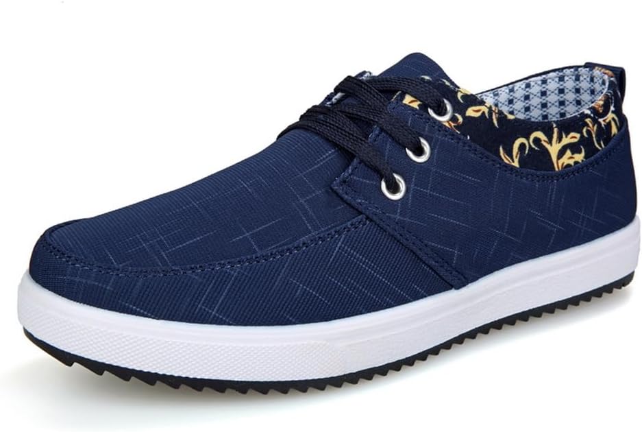 

Повседневные кроссовки для мужчин, тканевые туфли на шнуровке, низкие ходовые обувь Tazimall, темно-синий