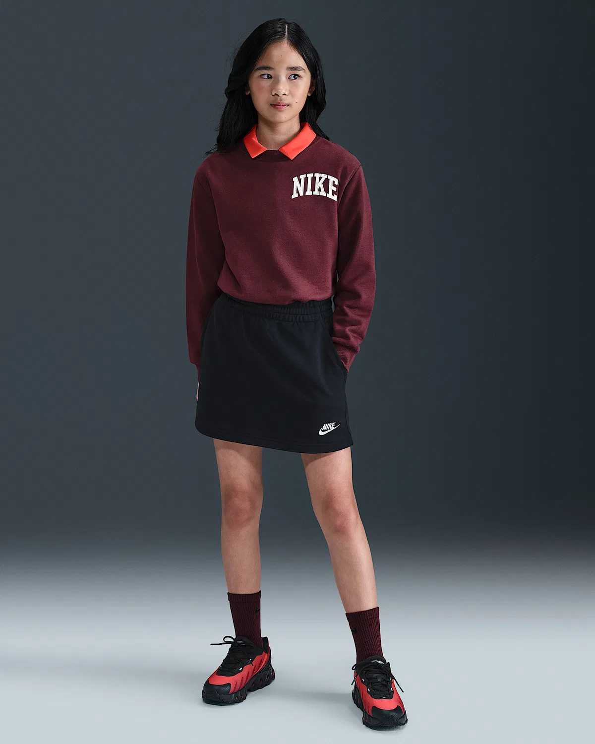 Детская юбка Nike Sportswear Club из французского трикотажа, Black/Black/White