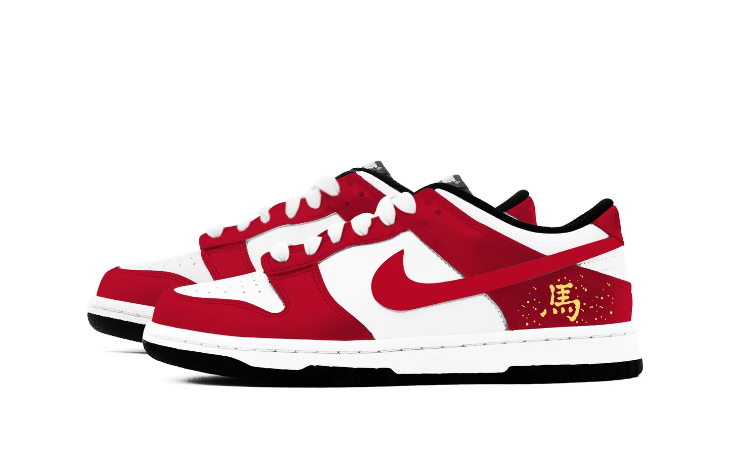 Кроссовки Dunk Year Of The Horse Limited Edition из кожи с противоскользящей подошвой, устойчивые к истиранию, с легкой амортизацией, низкие Nike, черный белый красный золото — фото 4