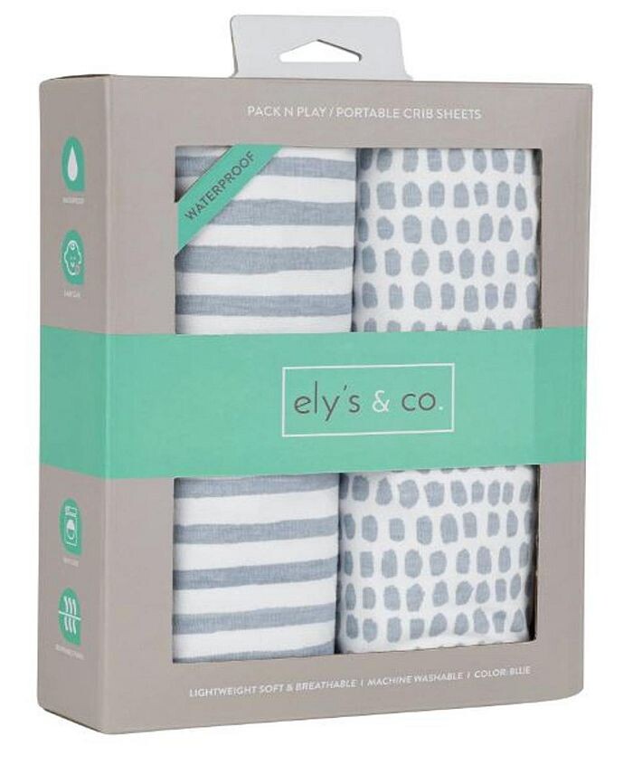 

Портативный набор водонепроницаемых простыней для кроватки Ely's & Co. Pack N Play Mini, синий
