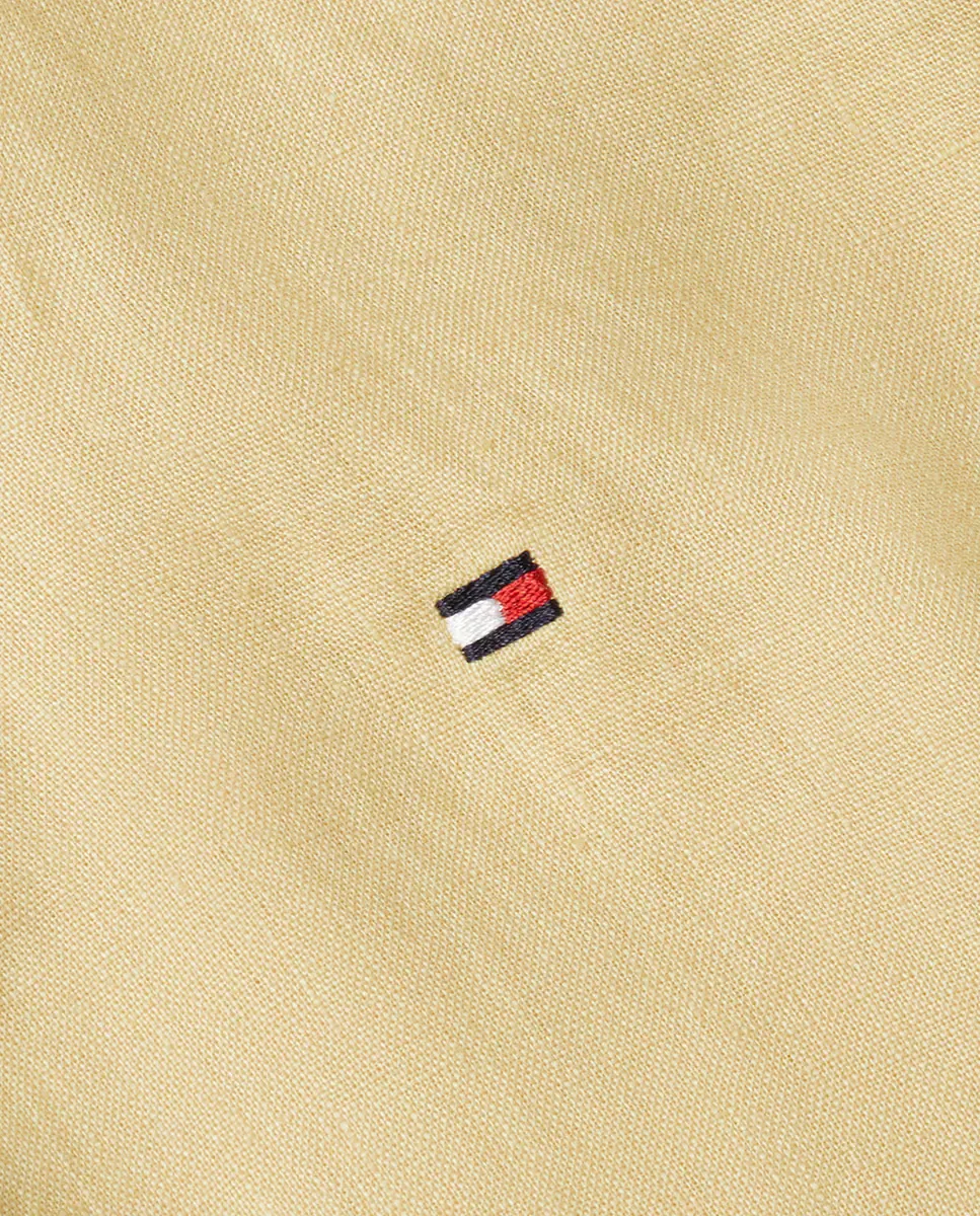 Женская льняная рубашка свободного кроя Tommy Hilfiger, бежевый — фото 4