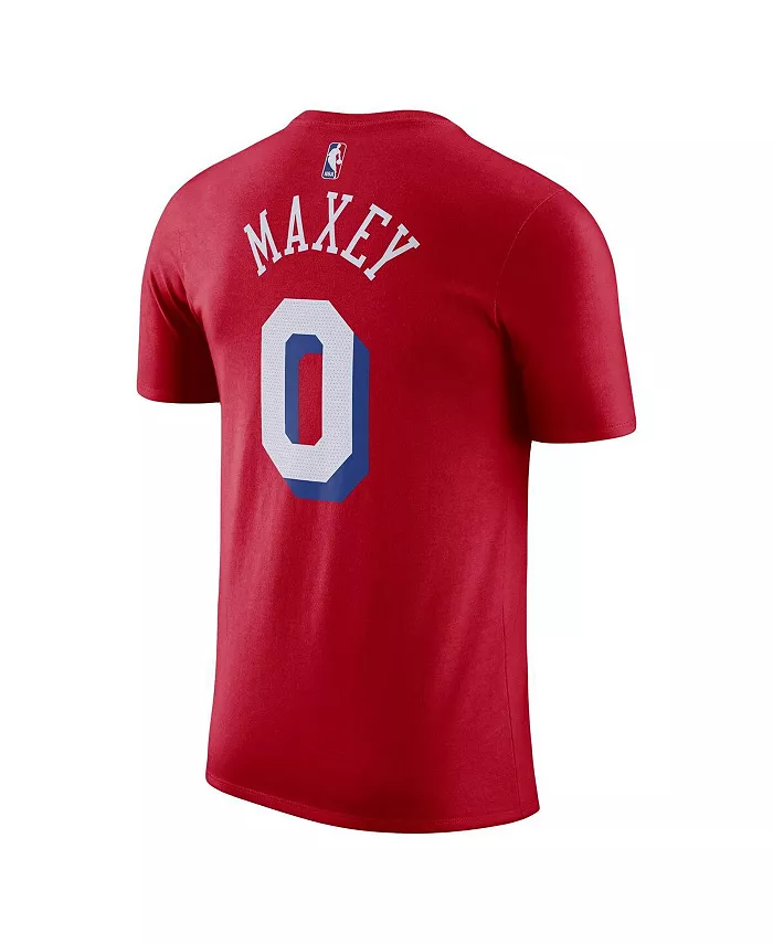 Мужская футболка Philadelphia 76ers Tyrese Maxey красная, коллекция Statement Edition 2022/23, с именем и номером Jordan — фото 2