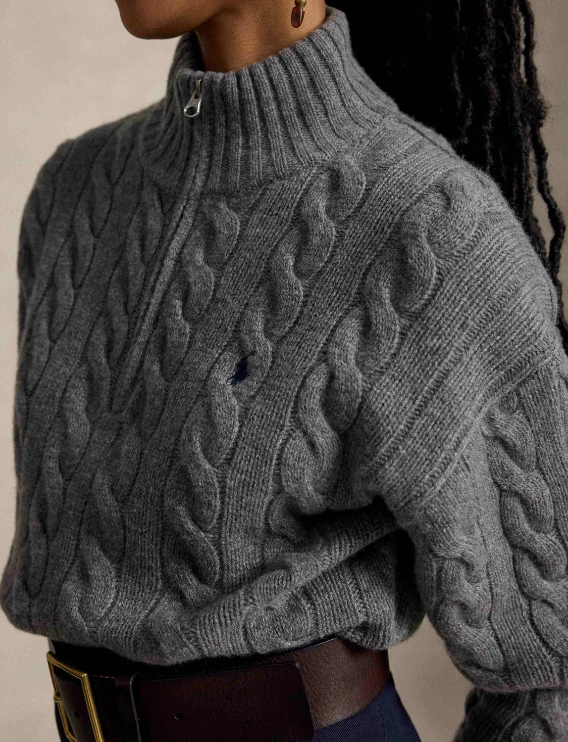 Свитер с полувысоким воротником из шерсти и кашемира Polo Ralph Lauren, Grigio — фото 4