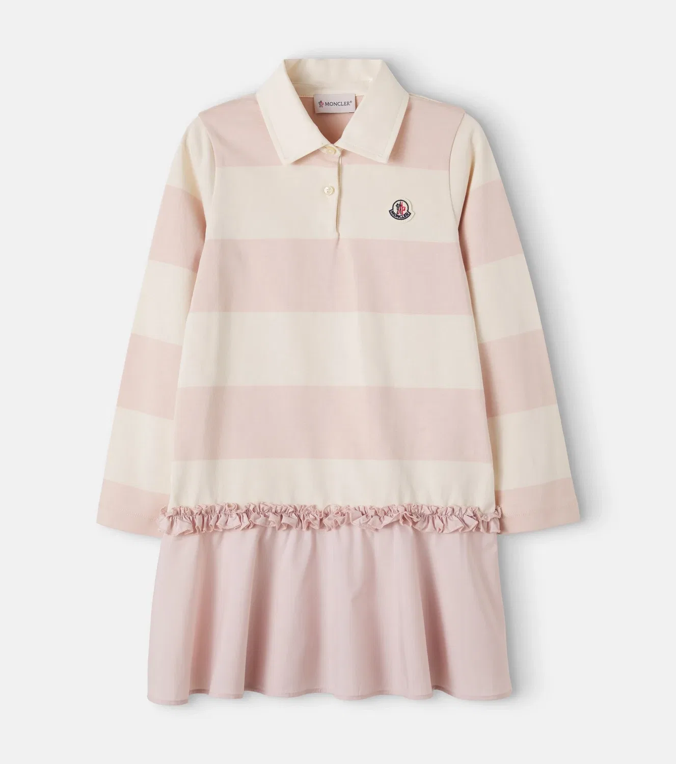 Нарядное платье-поло из хлопка Moncler Enfant, белый
