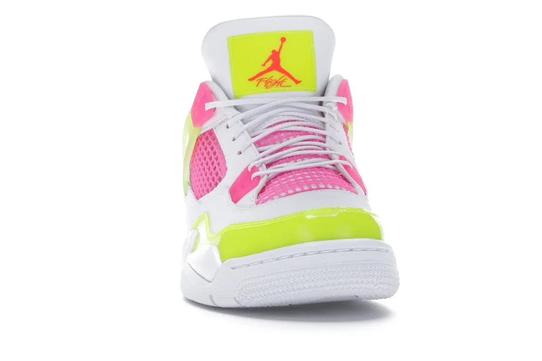 Детские кроссовки Lifestyle с вентиляцией Jordan 4 Retro, White/Lemon Venom-Pink Blast — фото 2