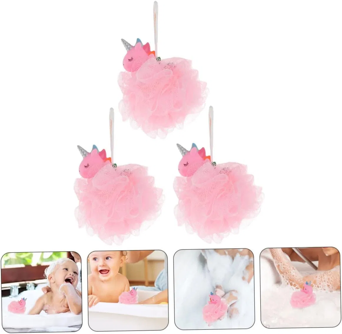 Мочалка для душа Unicorn Bath Ball, 9 шт, Minkissy, Розовый — фото 4