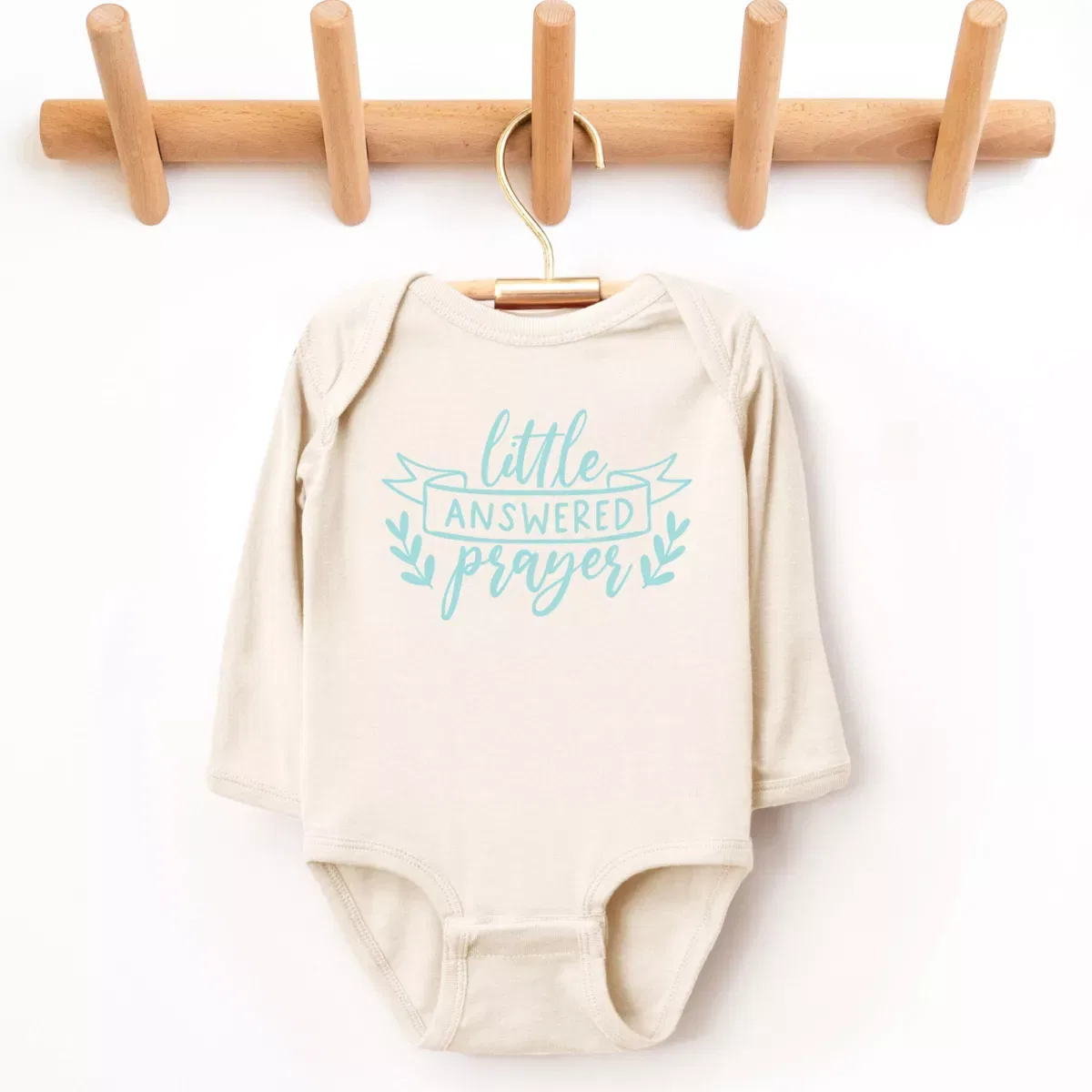 Детский боди с длинным рукавом Little Answered Prayer The Juniper Shop, Natural — фото 2