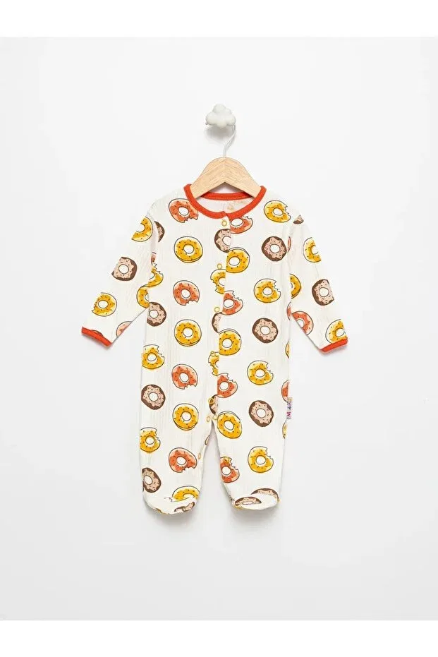 Детский комбинезон для девочек и мальчиков хлопковый с принтом Enia baby girl boy baby outfit cotton snap fastener booties patterned 3-piece seasonal jumpsuit 0-3-6-9 months Defne Lina Baby, Multicolor — фото 3