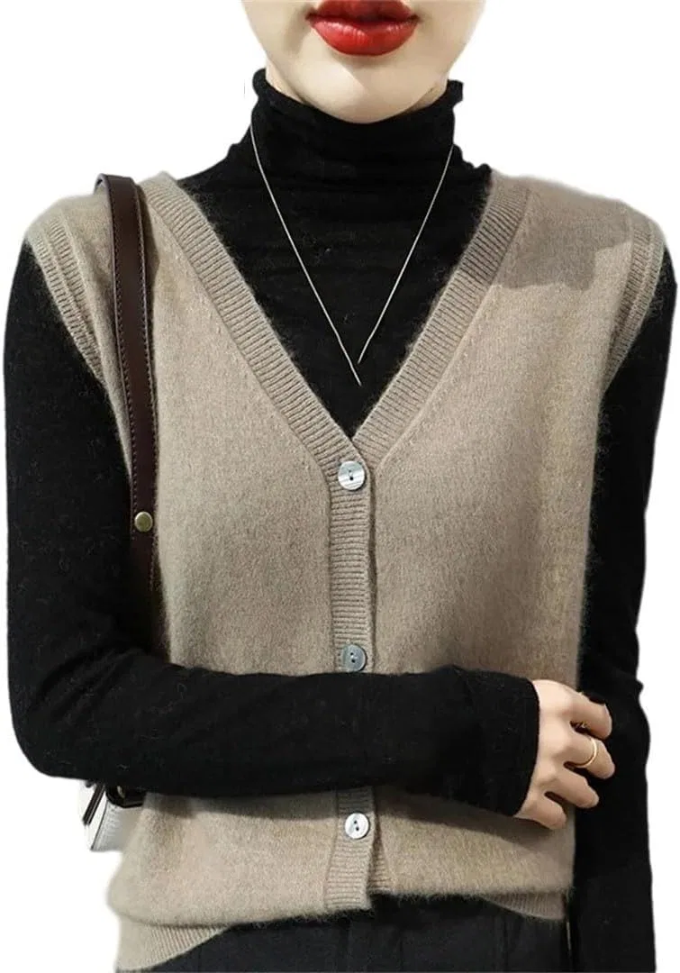 Женский жилет без рукавов V-образным вырезом, Middle Gray Vest