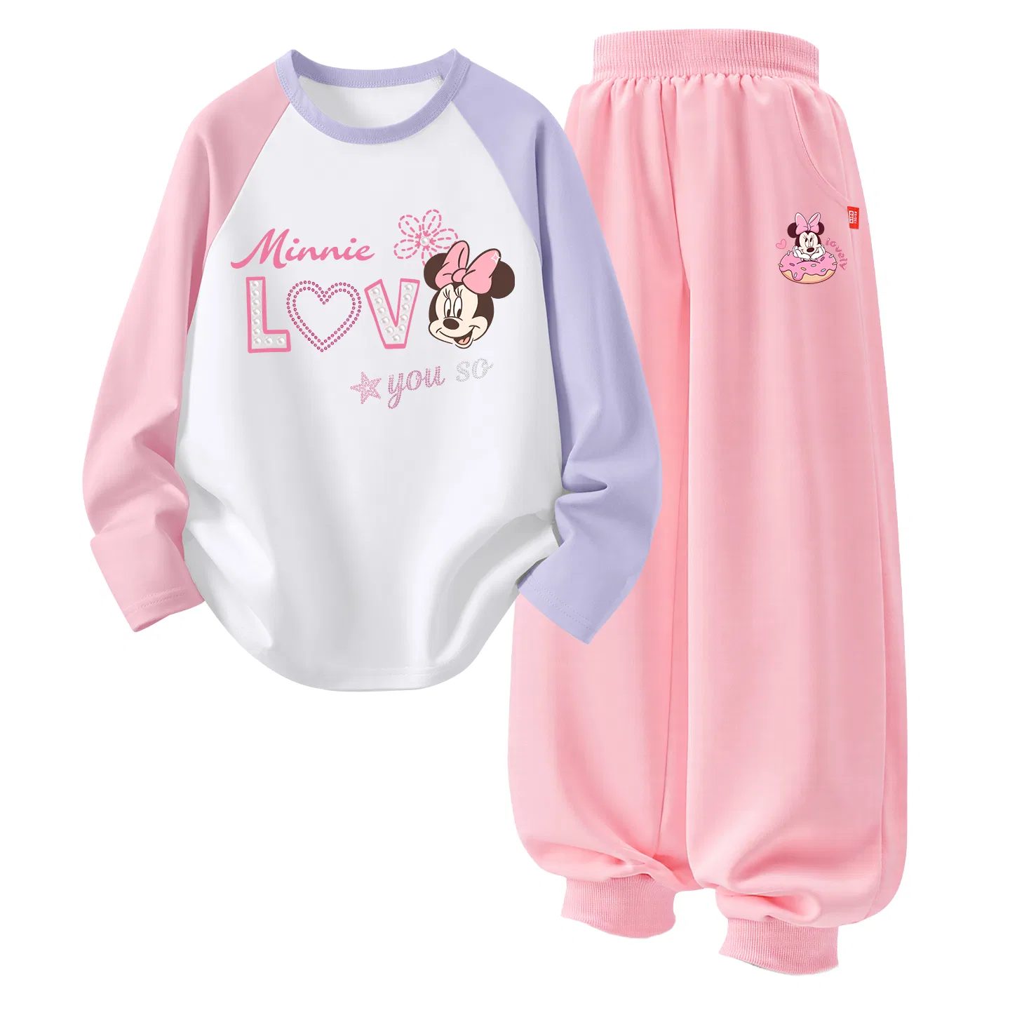 Детский спортивный комплект с круглым вырезом тонкий дышащий Disney, Di Diamond Pink Purple+Di Donut Pink K Pink