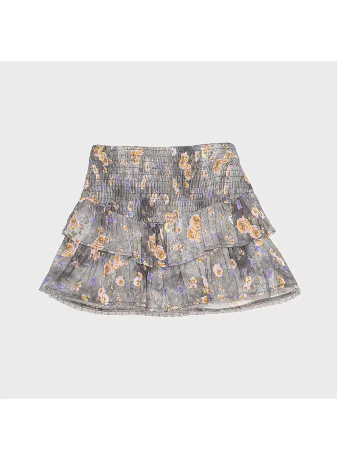 Юбка с цветочным принтом Zara, серый/желто-фиолетовый — фото 2