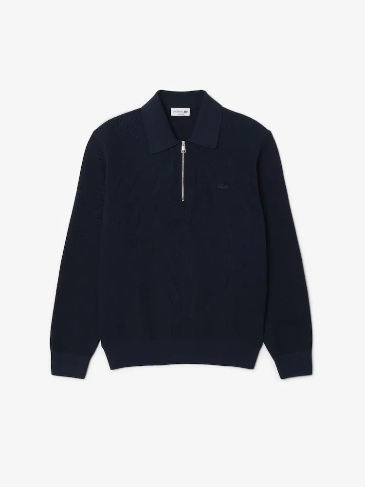 Свитер с воротником из шерсти и хлопка LACOSTE — фото 4