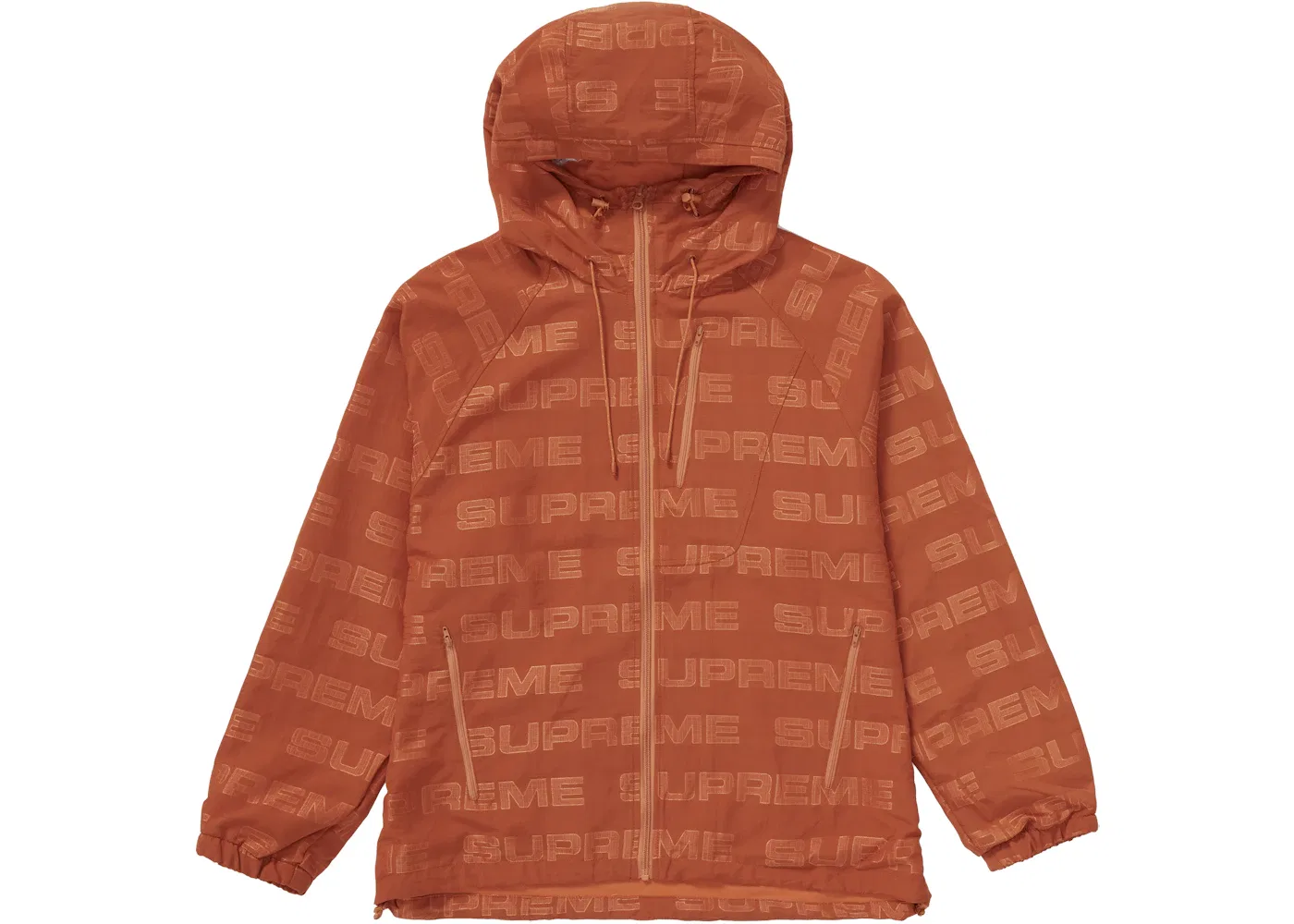 Мужская куртка-ветровка с капюшоном Supreme Logo Ripstop Hooded Track Jacket, Orange