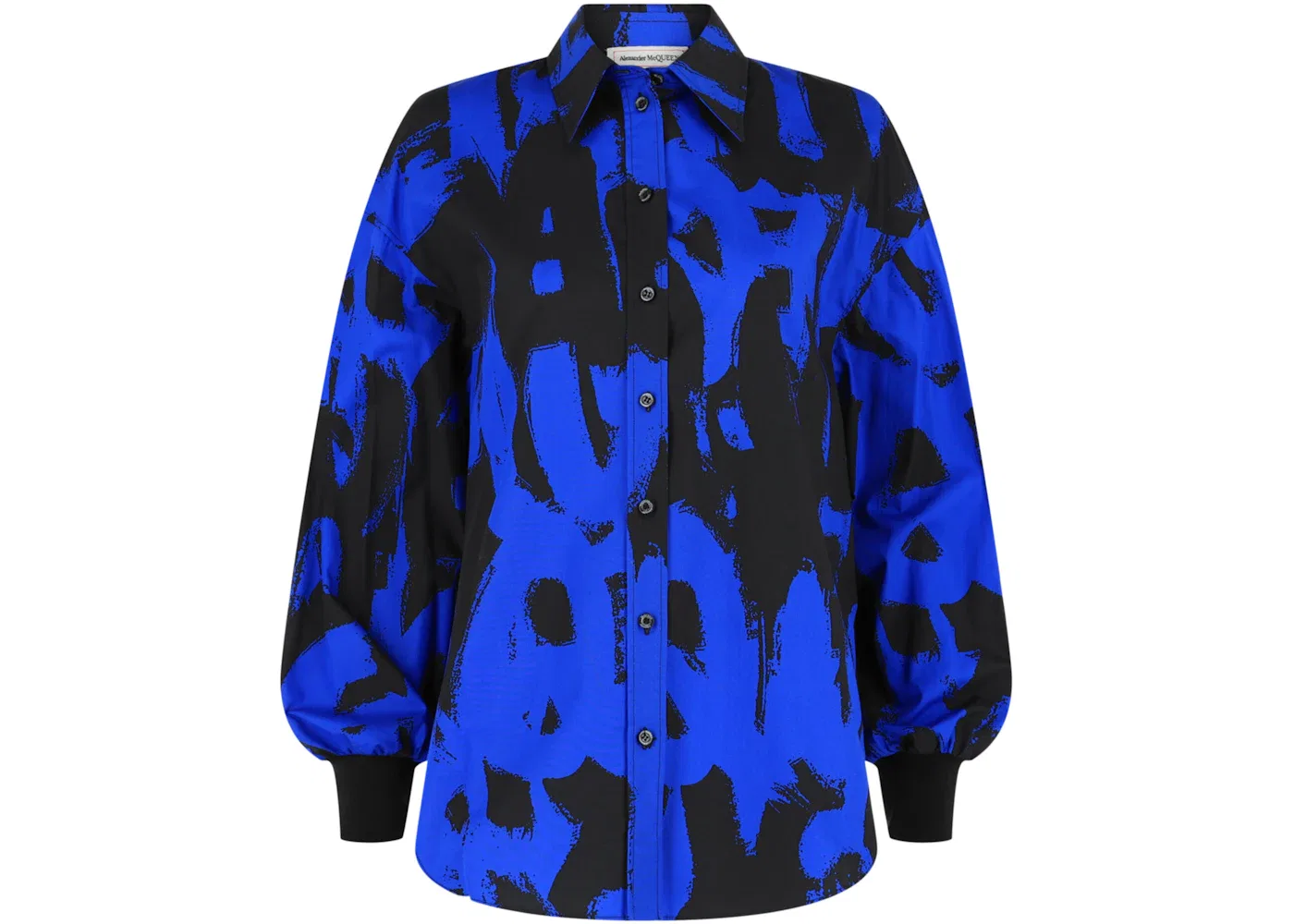 Женская рубашка с принтом Graffiti Logo Alexander McQueen, Electric Blue Black